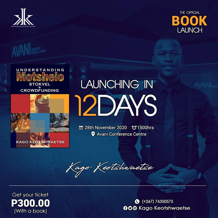 KKeotshwaetse's tweet photo. 12 DAYS TO THE BOOK LAUNCH

Do get your ticket for P300 and lets meet at Avani. Call/WhatsApp 76350575 for your ticket. 

It's gonna be amazing...

#GodAmbassador #KK #UncommonMe #FinancialDoctor #BookLaunch #Motshelo #Stokvel #Crowdfunding https://t.co/EfF2EEZ8xw