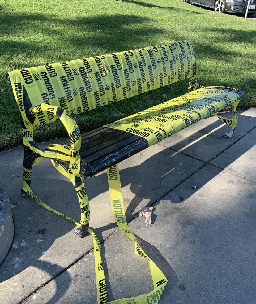 SofaWhat's tweet photo. Welcome to #Oakland  #takeaseat #becareful #caution #COVID19 https://t.co/pKkawxr1DT