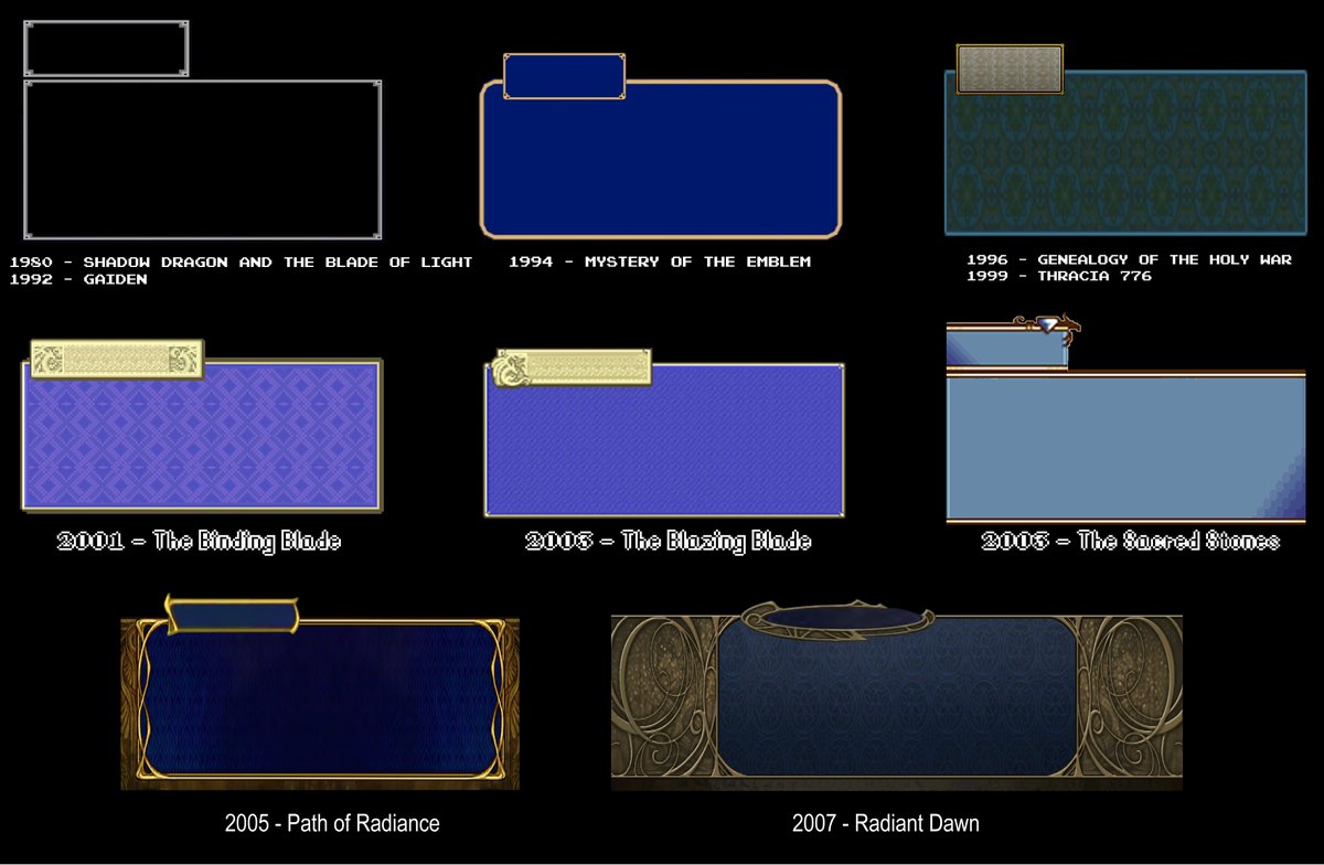PoleStarDubs's tweet photo. Y'know what'd be really cool? If #FireEmblemHeroes had Custom Text Boxes! So I converted/recreated the text boxes (and other sources) from past #FireEmblem games and converted it some Heroes Style Text Boxes! Hope you like 'em!

(Might be used for things in the future...) https://t.co/gtycptljCw