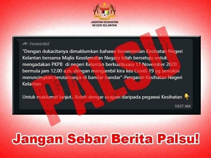 JapenKelantan's tweet photo. Jangan Sebar Berita Palsu!!

#bergheh
#KomunikasiKita

@KKMPutrajaya @ismail_zhar @JPenerangan https://t.co/q7Oj4S7dCR