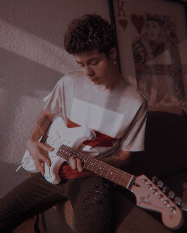 playing the guitar