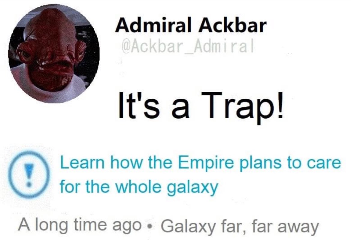 The Empire will bring peace and stability to the Galaxy.