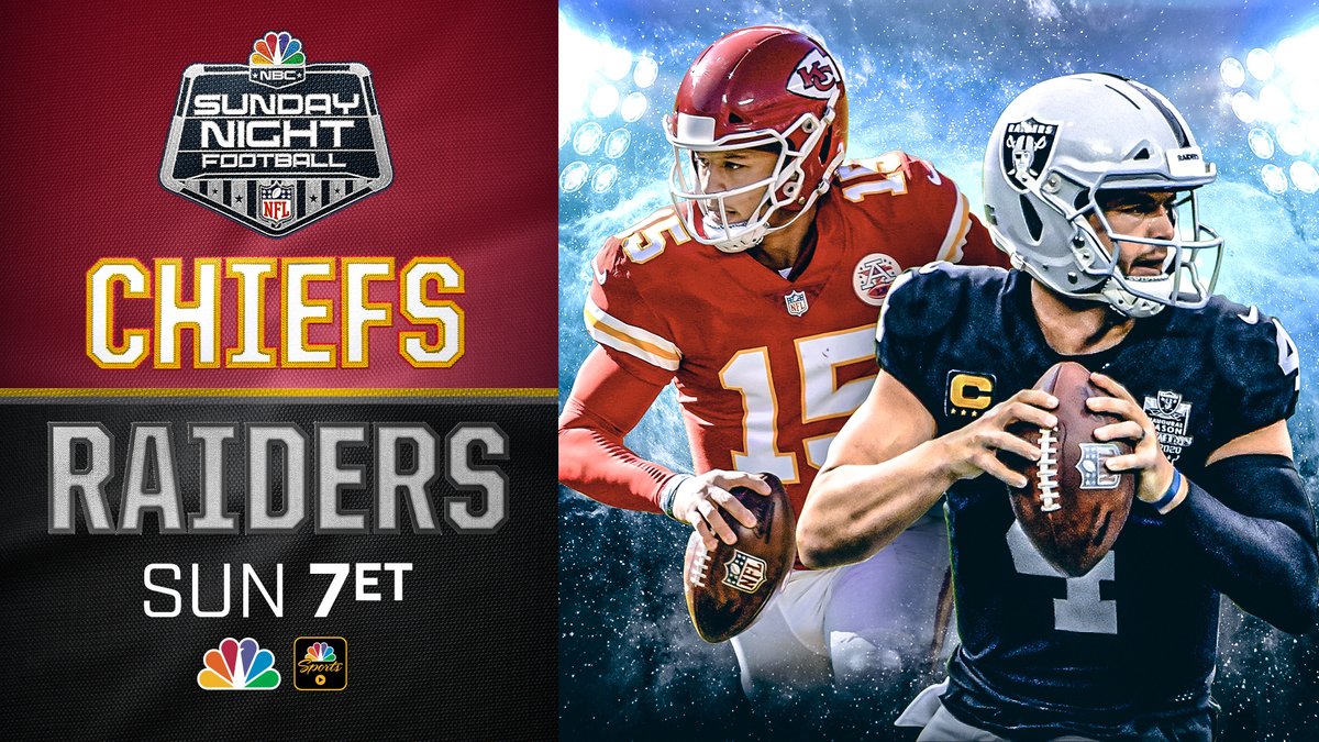 Sunday Night Football on NBC on X: 'NEXT WEEK! We're going out West for @ Chiefs vs. @Raiders 