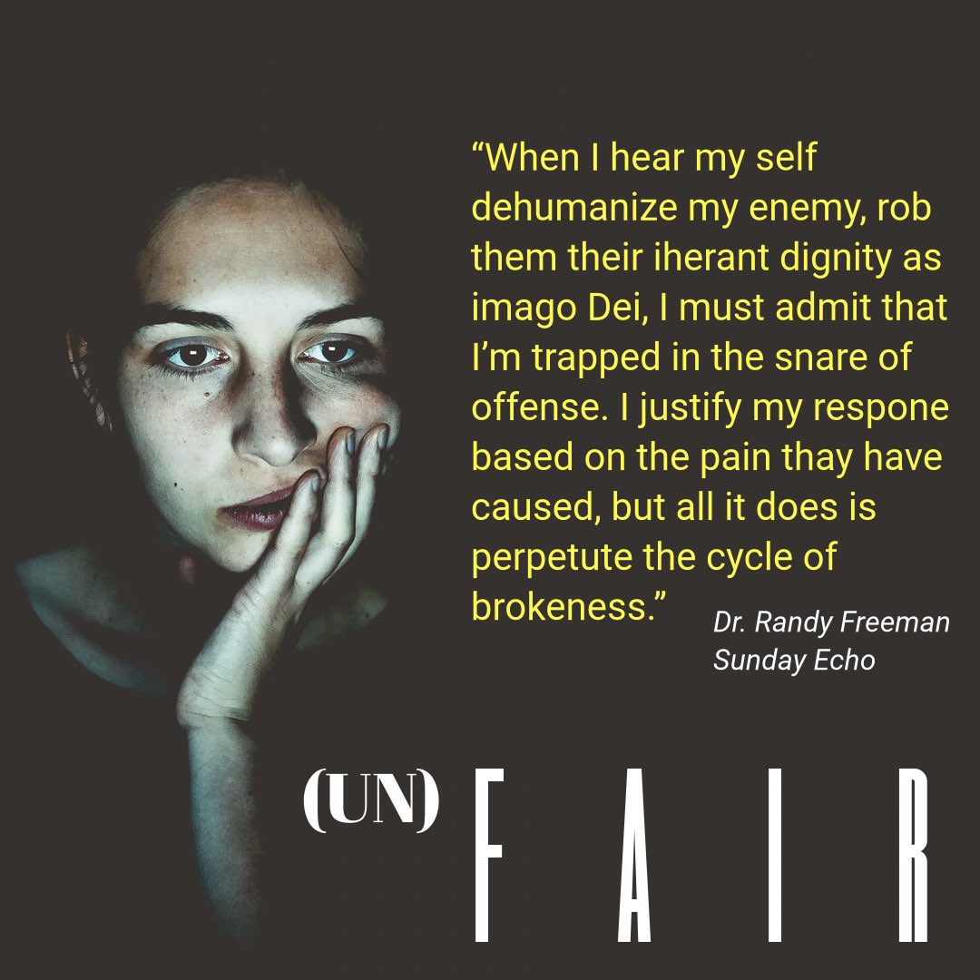 theranfree's tweet photo. The colder you become toward your enemy, the lest likely you are to acknowledge imago Dei. Their inherent dignity goes out the window and you can justify treating them terribly. Study history- the path from political enemy to gas chamber starts with deeply embraced offense. https://t.co/3VKDccwrmR