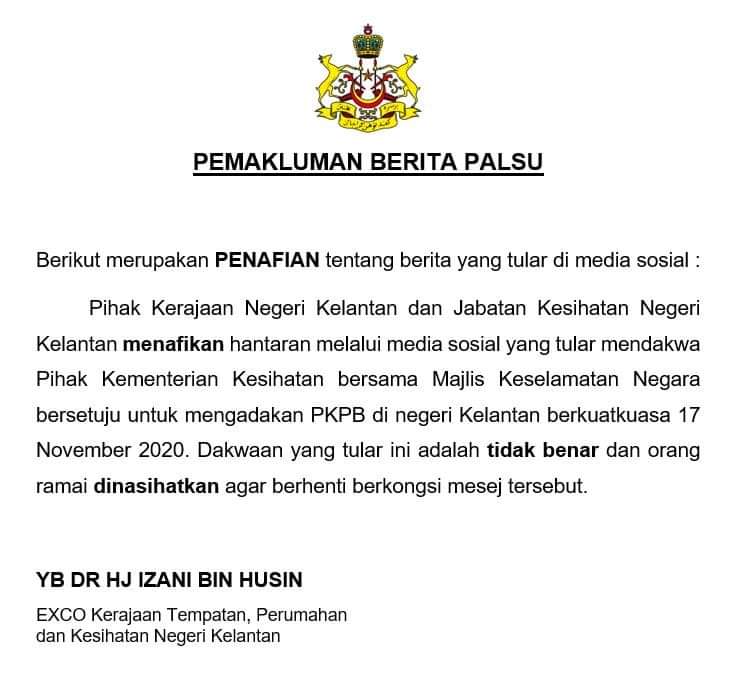 JapenKelantan's tweet photo. Pemakluman Berita Palsu dari EXCO Kerajaan Tempatan, Perumahan dan Kesihatan Negeri Kelantan

#bergheh

@datoahmadyakob @PMR_TANAHMERAH @PMRBachok @PMRTumpat_ @JPenerangan @PMRKotaBharu @PmrMas @PMRGuaMusang_ @PMRMachang @PMRDaerahJeli @PMRPasirPuteh @PMRKualaKrai https://t.co/fQV83u9PGn