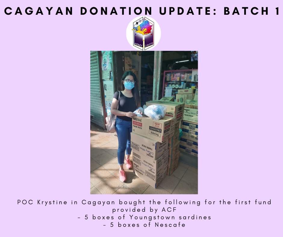 army_cavite's tweet photo. [CAGAYAN DONATION UPDATE BATCH 1]

Here is our first update about our relief in Cagayan. Receipts are kept for transparency. 

Next batch of relief will follow immediately. 

#ACFDonation @BTS_twt https://t.co/8fmuo4aXlQ