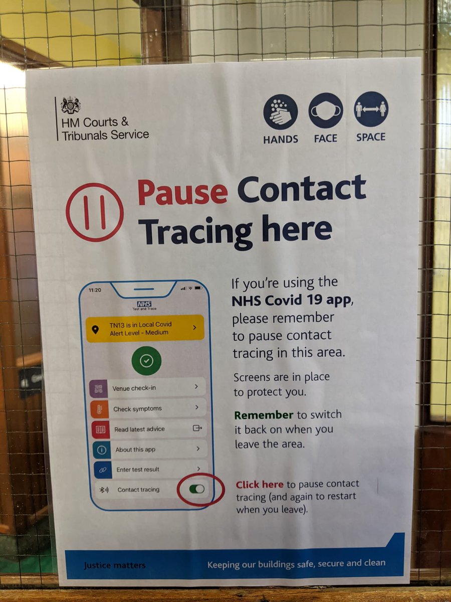annehogarth2's tweet photo. I was just sent this. It is currently up in a magistrates court. Attempts to stop track and tracing in courts is dangerous for my health, that of other court users and all our families. When will there be full transparency about covid rates in courts. https://t.co/0oRhZ19tAG