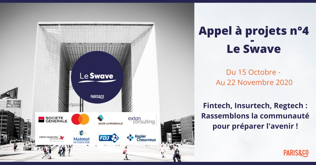 IFD_Paris's tweet photo. Appel à projets 🚀 Intégrez @LeSwave et sa communauté de #startups et de partenaires !
📆 Vous avez jusqu'au 22 Novembre pour candidater à l'appel à candidatures dont @finfortomorrow est partenaire 👉 https://t.co/A6rLdPXJ8T
#JoinLeSwave #Fintech #Insurtech #Regtec https://t.co/KqxeHJdoT6