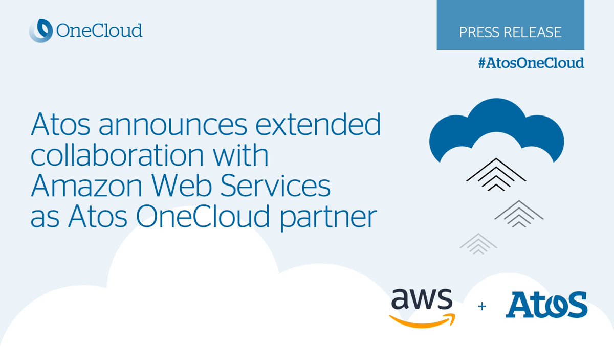 Atos's tweet photo. With #AtosOneCloud, we are teaming up with the best to help our clients move from traditional legacy IT infrastructure to modern cloud platforms ☁️🚀

Today, we are very pleased to announce @awscloud as one of the strategic partners of our initiative.
👉 https://t.co/XUvUzQuxJ1 https://t.co/XJzkYNutdW