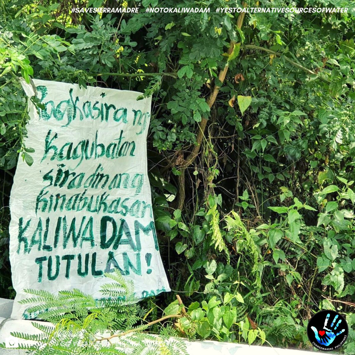 ChangemakersPH's tweet photo. While trees are being cut down for the construction of the Kaliwa Dam in the Sierra Madre Mountain Range, locals of Quezon Province continue to voice their opposition and take action by planting trees in nearby areas.
#SaveSierraMadre #NoToKaliwaDam #Changemakers https://t.co/BvEx6E6WXy