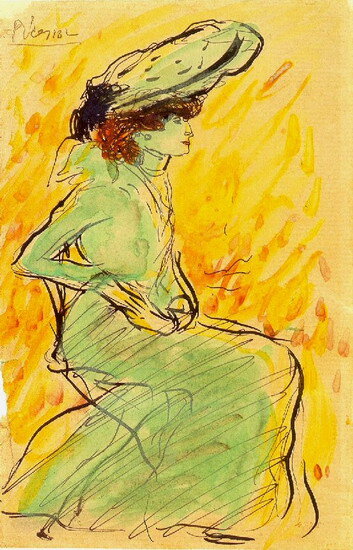 Пабло Пикассо. «Женщина в зеленом платье». 1901 г.