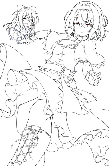 #皆さん線画と塗った後を見せてください
七色さんで便乗 
