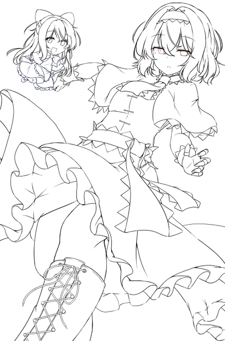 #皆さん線画と塗った後を見せてください
七色さんで便乗 