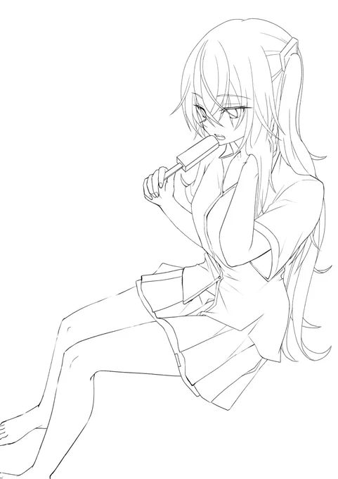 #皆さん線画と塗った後を見せてください
偶には便乗 
