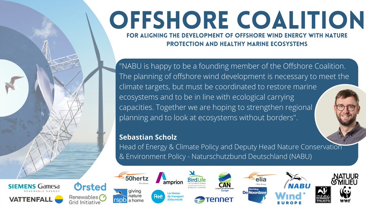 Start der #offshorecoalition🥳Unser gemeinsames Ziel ist es, Natur- & Klimaschutz beim Ausbau der #Offshore- #Windenergie in Einklang zu bringen. Der Druck auf die Meere muss verringert, die Energiewende naturverträglich gestaltet werden🌊offshore-coalition.eu #energyandnature