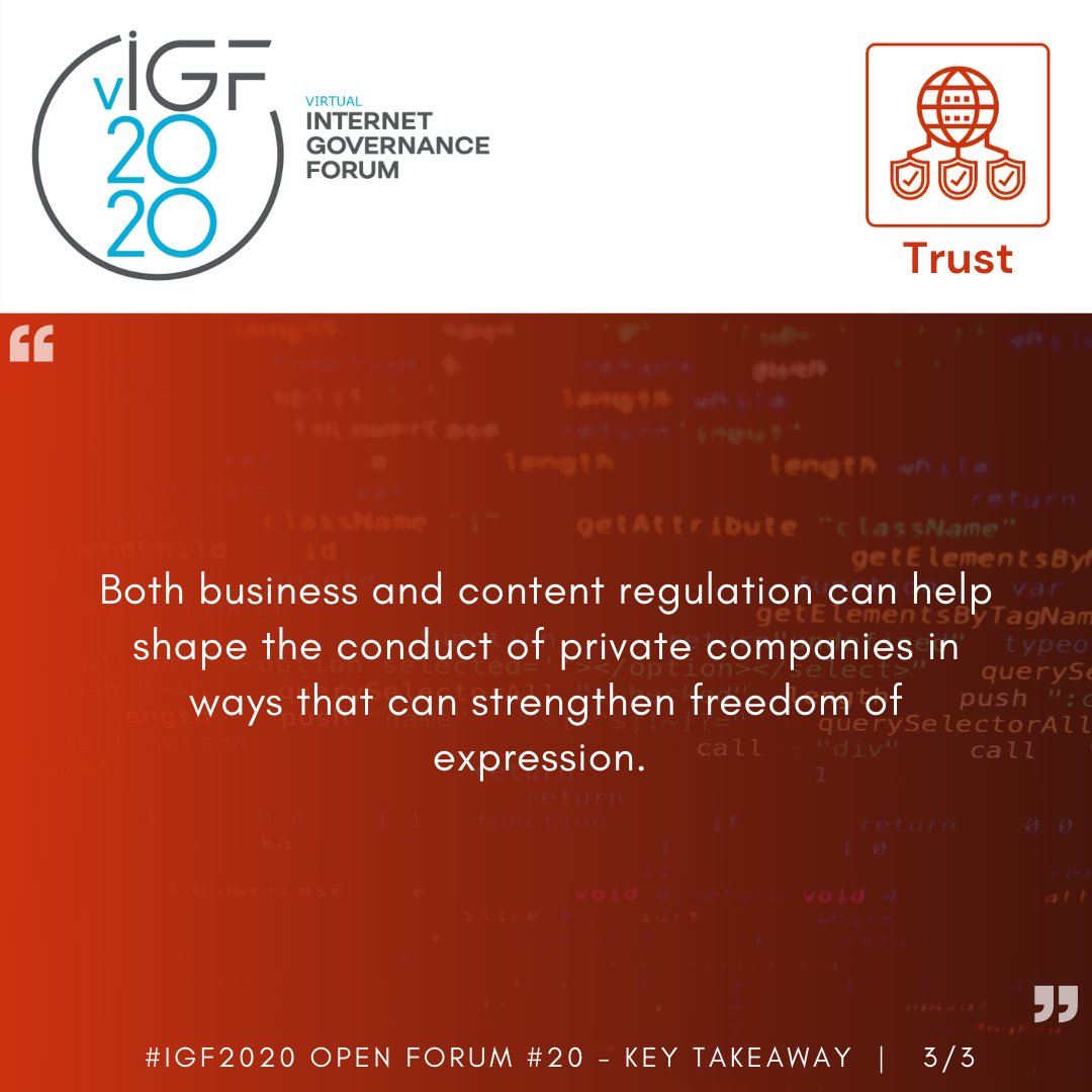 Igf_trust's tweet photo. #IGF2020 #Trust Track #KeyTakeaways OF #20 : Attention economy and free expression?

Session details and report at https://t.co/fi59nf7d6g https://t.co/tPpP09dqxy