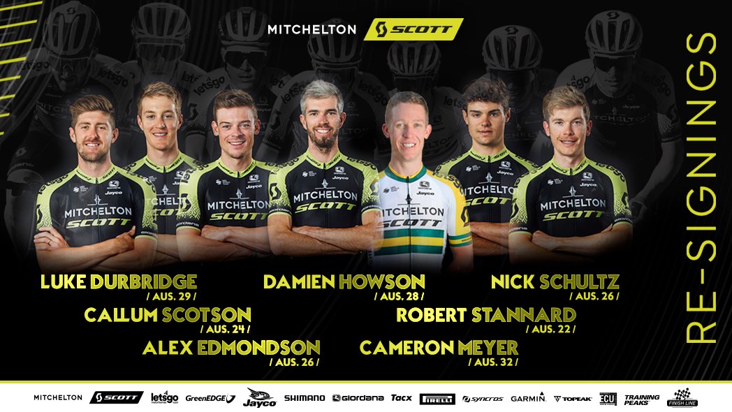 GreenEDGE Cycling (@greenedgeteam) on Twitter photo ✒️ RE-SIGNINGS 🖋
We're excited to retain 7 key Australian men for the next two seasons - <a href="/luke_durbridge1/">Luke Durbridge</a>, <a href="/alexedmo/">Alexander Edmondson</a>, <a href="/damien_howson/">Damien Howson</a>, <a href="/cammeyercyclist/">Cameron Meyer</a>, <a href="/nick_schultz5/">Nick Schultz</a> <a href="/CallumScotson/">Callum Scotson</a> & <a href="/stannardrj/">Robert Stannard</a> - making it 11 🇦🇺 representatives in 2021.
More ▶️ bit.ly/MTS20AussieMen ✒️ RE-SIGNINGS 🖋
We're excited to retain 7 key Australian men for the next two seasons - <a href="/luke_durbridge1/">Luke Durbridge</a>, <a href="/alexedmo/">Alexander Edmondson</a>, <a href="/damien_howson/">Damien Howson</a>, <a href="/cammeyercyclist/">Cameron Meyer</a>, <a href="/nick_schultz5/">Nick Schultz</a> <a href="/CallumScotson/">Callum Scotson</a> & <a href="/stannardrj/">Robert Stannard</a> - making it 11 🇦🇺 representatives in 2021.
More ▶️ bit.ly/MTS20AussieMen