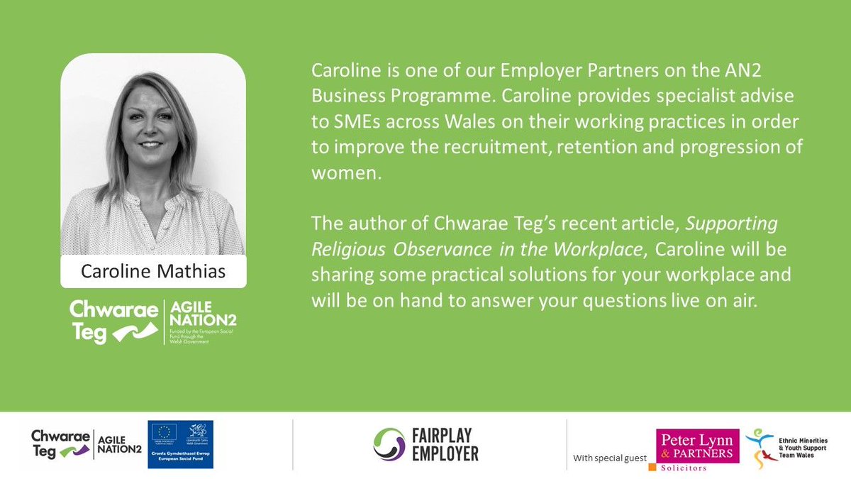 chwaraeteg's tweet photo. Webinar: Supporting religious observance in the workplace.
This Wednesday our expert panel will discuss legal workplace protections and share practical solutions for employers to implement.
📆10am, 18th November
👉 https://t.co/pidpe3NEP7
#InclusiveWorking #EUFundsCymru https://t.co/AbP5KmLSyO