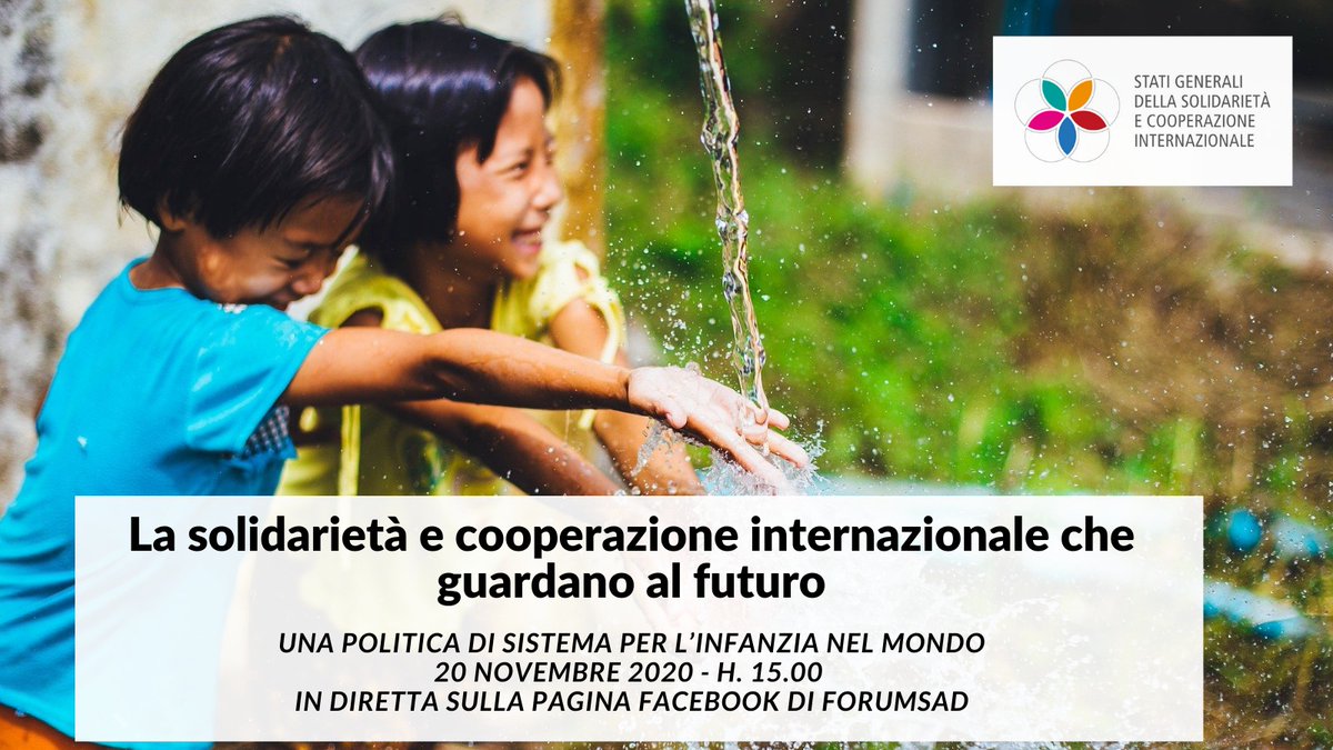 📌 𝐋𝐚 𝐬𝐨𝐥𝐢𝐝𝐚𝐫𝐢𝐞𝐭𝐚̀ 𝐞 𝐜𝐨𝐨𝐩𝐞𝐫𝐚𝐳𝐢𝐨𝐧𝐞 𝐢𝐧𝐭𝐞𝐫𝐧𝐚𝐳𝐢𝐨𝐧𝐚𝐥𝐞 𝐜𝐡𝐞 𝐠𝐮𝐚𝐫𝐝𝐚𝐧𝐨 𝐚𝐥 𝐟𝐮𝐭𝐮𝐫𝐨.
Il 20 novembre alle h. 15.00 saremo online per parlare di infanzia. Vi aspettiamo sulla nostra pagina FB
Per maggiori info > bit.ly/35zJL5V
