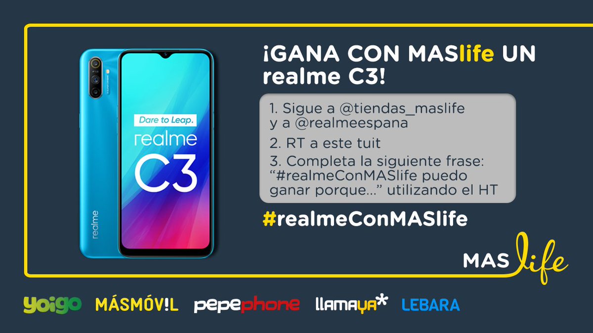 tiendas_NEKSUS's tweet photo. 📱 #CONCURSO #FelizLunes 📱

#realmeConMASlife puedo ganar porque hoy es mi día. 😎
Sigue los pasos que te ponemos en la imagen. ¡Podrás ganar un realme C3!

🍀 ¡MUCHA SUERTE A TODOS! 🍀

#realmeConMASlife https://t.co/esBV6ebYWl