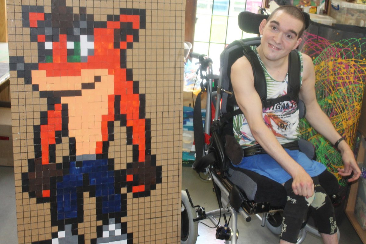 ChaileyHeritage's tweet photo. For Christopher's new art project we began by looking at images of pixelated art. He wanted to create one of his favourite characters from Playstation, Crash Bandicoot! Read more: https://t.co/3fmEP2siR4
.
#Charity #WheelchairAccessible #DisabilitySupport #Sussex #DisabilityC19 https://t.co/yHO7sahVlx