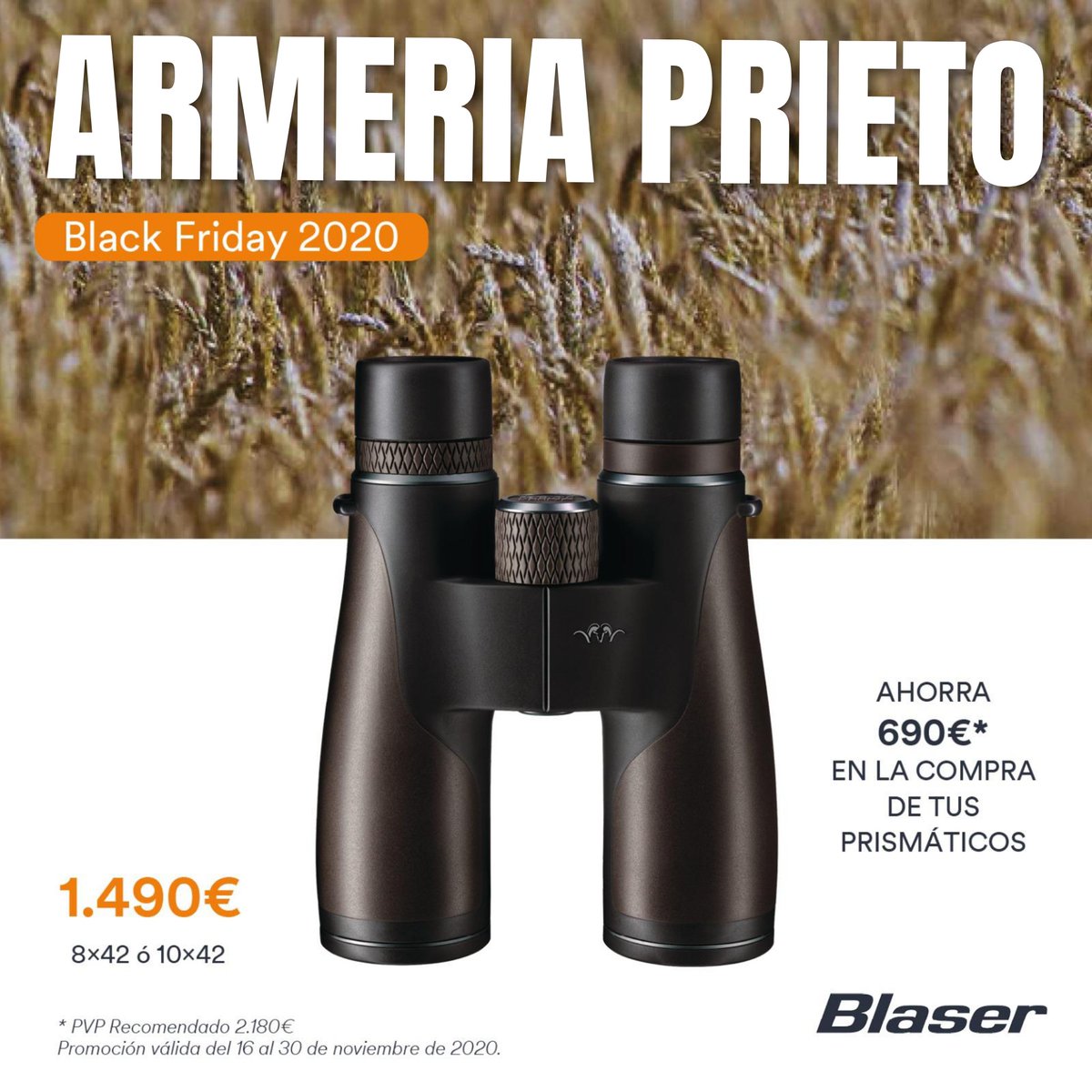 PRISMATICO BLASER PRIMUS !!!!!!!

10X42

OFERTA 1490€.  

antes 2180€

armeriaprieto.com/p/binocular-bl…

🏢Madrid - C/ Marques de Lema nº 7
☎️917027067 
📱Whatsapp : 686055535
📨envíos a toda la península