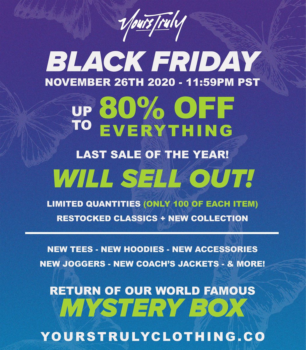 This Thanksgiving at 11:59PM PST I’m dropping a new collection + making everything up to 80% OFF 🤍

RT and I’m giving away a free mystery box every 500 RETWEETS!!!