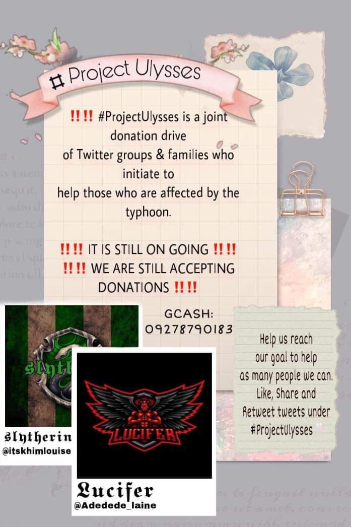 ItsyaboyPao's tweet photo. You are requested by the Lucifer and Slytherin Admins to support our donation drive #ProjectUlysses please do story, share and tweet or retweet posts regarding this matter. Encourage selflessness for our people. We need your help. 

Lucifer Fam motto:

“All for one, one for all.” https://t.co/dGJM82T9Cm