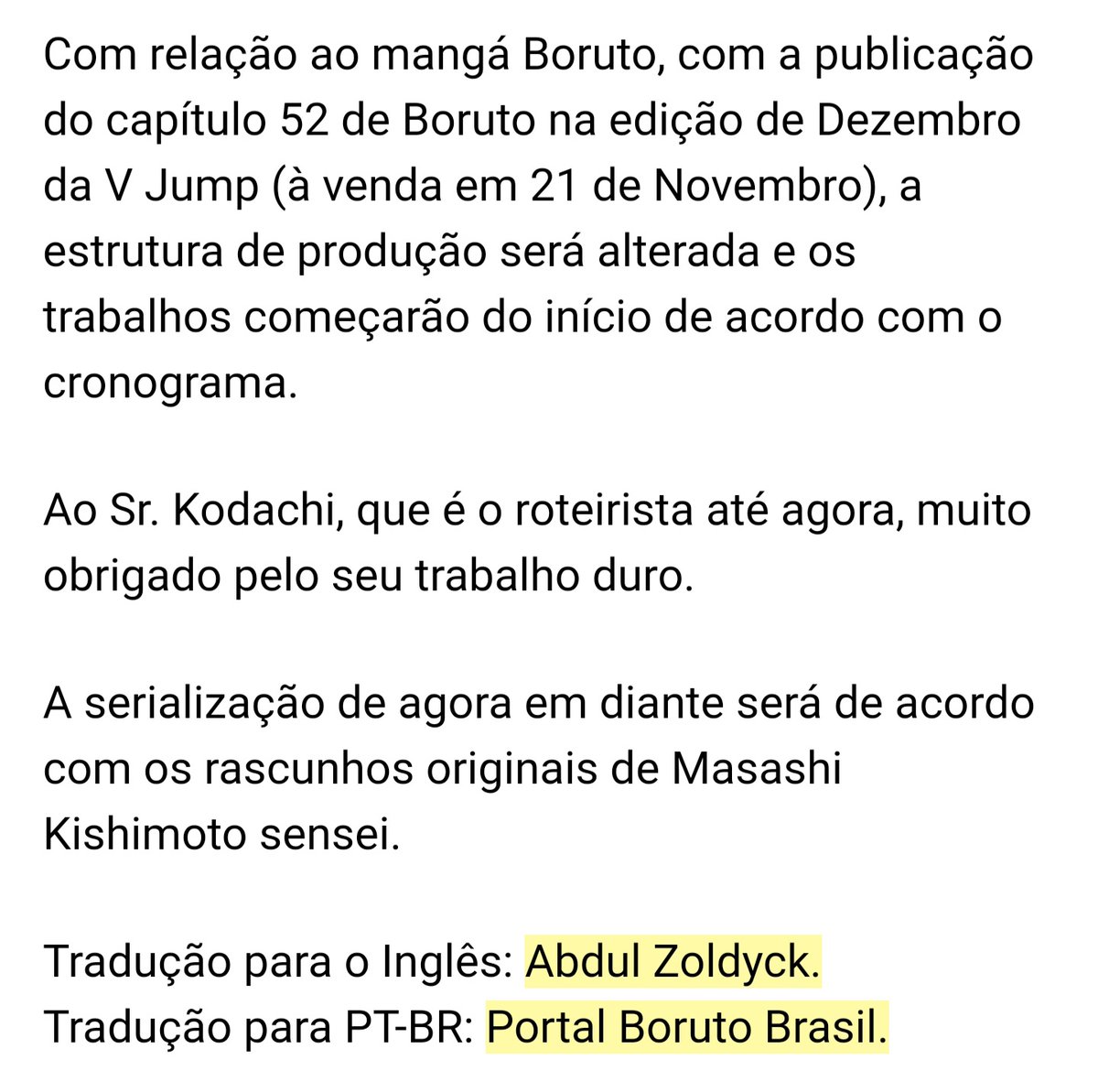 portalborutobr's tweet photo. 🚨 🚨 🚨 Masashi Kishimoto irá assumir a posição de roteirista do mangá de Boruto no lugar de Ukyo Kodachi começando com o capítulo 53! https://t.co/t562icoXz9
