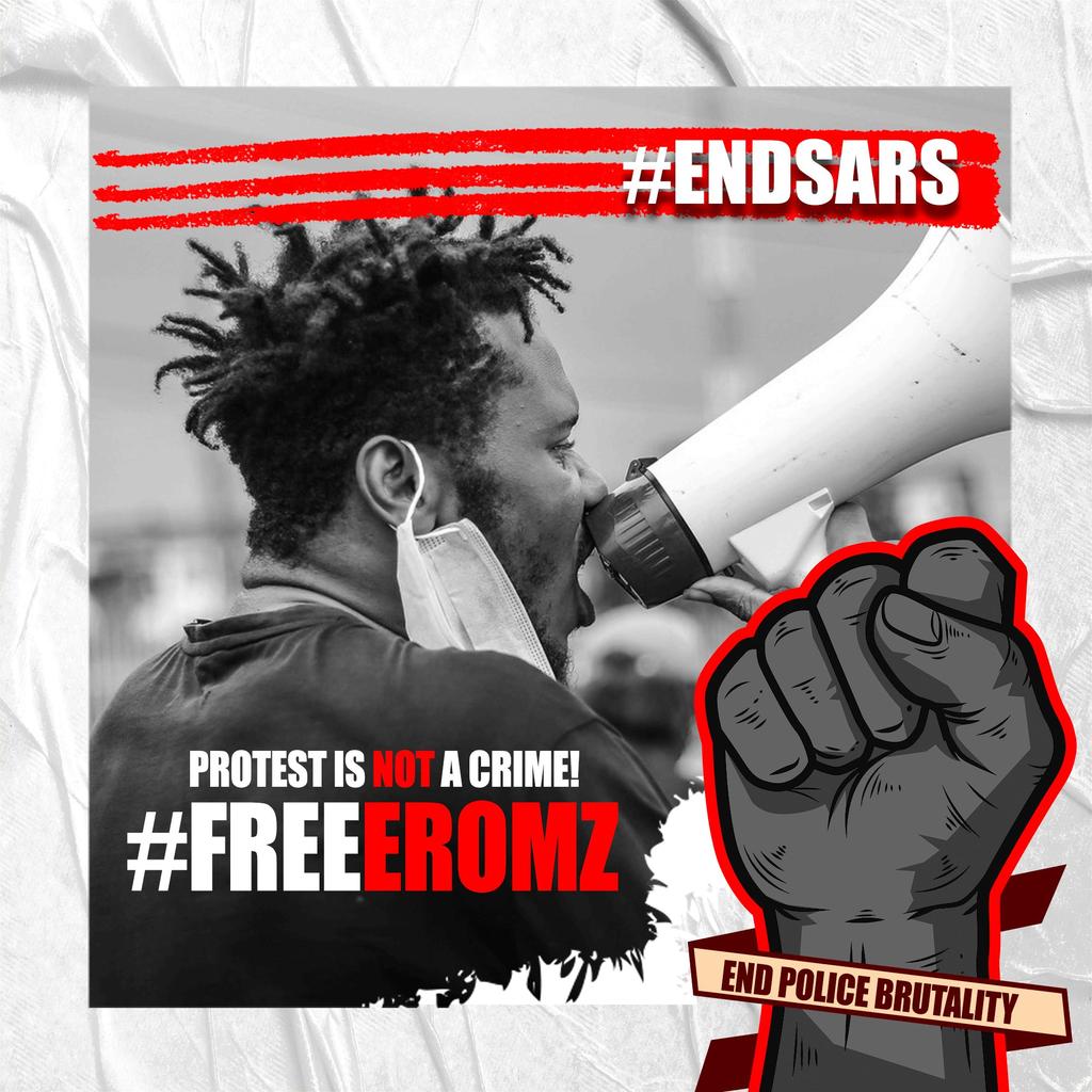 #MondayMotivation  Eromosele Peter Adene <a href="/simplyEromz/">ERomZ #FreeEromz #EndSARS</a> has been transferred back to Lagos FCID Alagbon and might be tried in one of the high courts in Lagos. He was abducted by <a href="/rrslagos767/">Lagos State Rapid Response Squad</a> in Allen avenue ikeja Lagos simply because he joined #EndSARS #FreeEromz