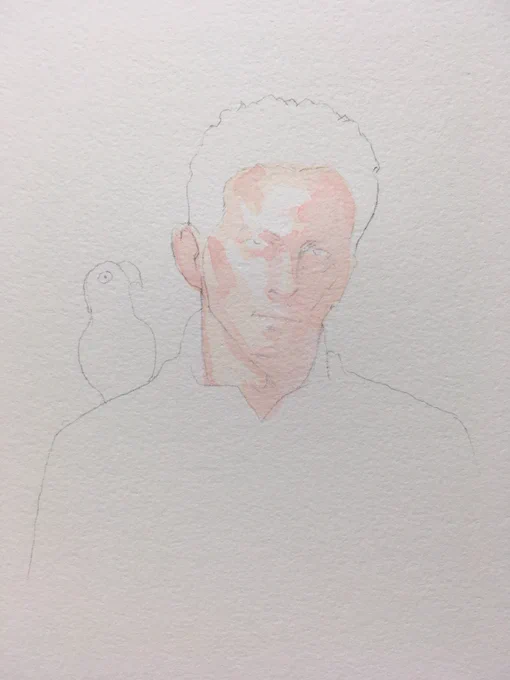 #皆さん線画と塗った後を見せてください
シャーペンで薄く下書きした作例。 