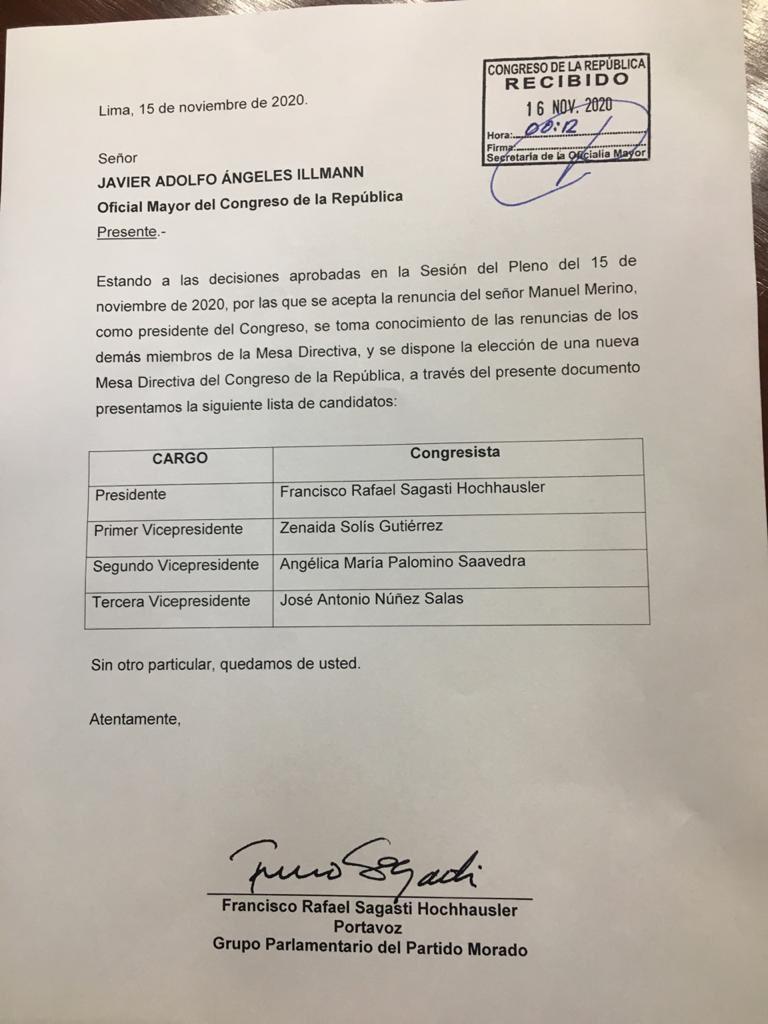 canalN_'s tweet photo. LO ÚLTIMO | Presentan lista de candidatos a la Mesa Directiva del Congreso, liderada por Francisco Sagasti. Además la integran Zenaida Solís, Angélica Palomino y José Núñez. Todos legisladores del Partido Morado ► https://t.co/WAgcNzGC9I https://t.co/bTLm0FUKbZ