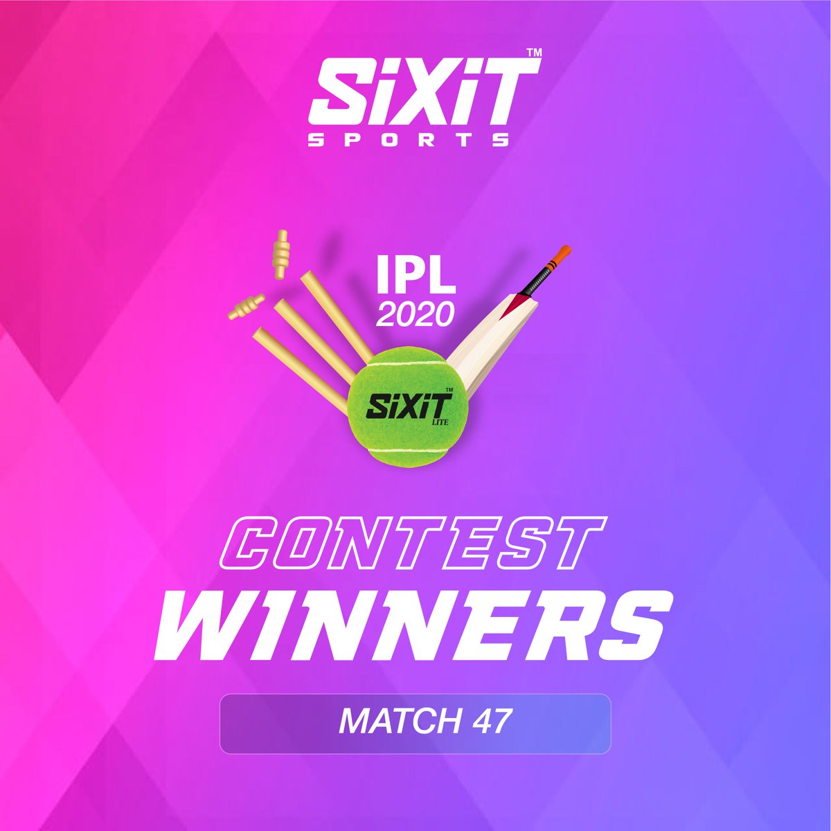 sixitsports's tweet photo. #Congratulations #Winners #IPL2020 #match47 #Contest #SiXiT #PerformanceUnmatched, kindly request all Winners to fill their respective details in the link below and submit
https://t.co/ZaSVebuons https://t.co/vfViZUHzcH