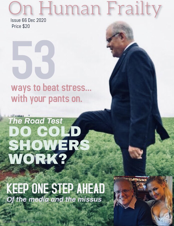 TomRed43's tweet photo. @Milliganreports @4corners @RachelleJMiller Are you a federal MP? Are you over-stressed, under-appreciated and away from home too much? We have new magazine just for you! Enjoy. #4corners #bonkban #humanfrailty #auspol #ScottyFromMarketing #ScottyFromMisogyny https://t.co/aaHwGywqSQ