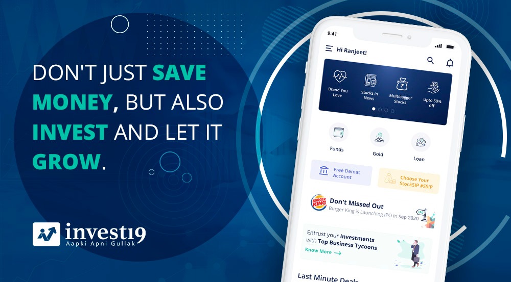 Invest19_com's tweet photo. "Don't Just Save Money, But Also Invest and Let it Grow". So, join Invest19 today and be a part of the world's biggest #investment ecosystem.
Install Now: https://t.co/6HS4KlUOl7
#invest19 #AapkiApniGullak #stockinvestingApp #wealthmanagementApp #App #StockMarket #investing https://t.co/XLJu43hJAd