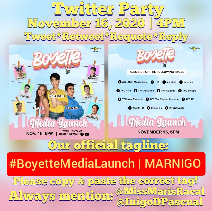 Ito na nga Guys inaantay natin may Media Con later so Tweeter Party tayo MarNigos 
See you Later at 4PM 
@MarNigoTheOFC <a href="/TeamMarNiGoQTR/">MARNIGO QATAR</a> <a href="/TeamMarNigoAUS/">MARNIGO AUSTRALIA</a> @TeamMarNigoCND <a href="/TeamMarNigoLYT/">MARNIGO LEYTE 💙</a> <a href="/TeamMarNigoUAE/">MARNIGO UAE🐫  💙</a> <a href="/TeamMarNigoUSA/">MARNIGO USA</a> <a href="/TeamMarNigoSG/">MARNIGO SINGAPORE💙</a> <a href="/cutie_bhebz/">DB-bhebz💙💎〽teamMarnigoKSA</a> <a href="/InigoDPascual/">inigo 💎</a> <a href="/MissMarisRacal/">Maris Racal</a>