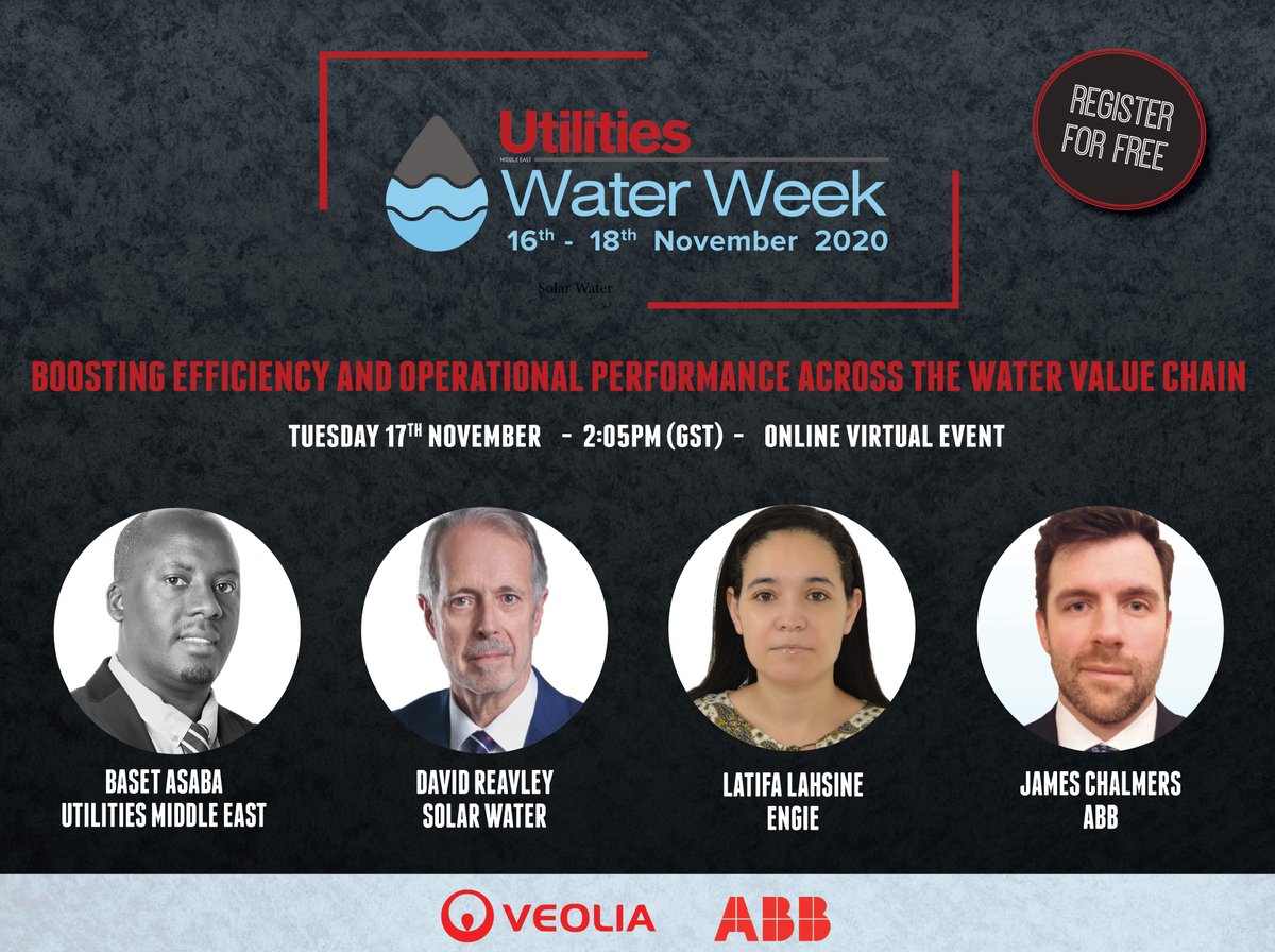 ABBMiddleEast's tweet photo. Join the virtual panel discussion on Nov 17th to know more about 'boosting efficiency and operational performance across the water value chain' during the Water Week 2020.
Register as an attendee here: https://t.co/fbSRB640PL
#energyefficiency #watermanagement #WaterWeek2020 https://t.co/EplY1gqFlg