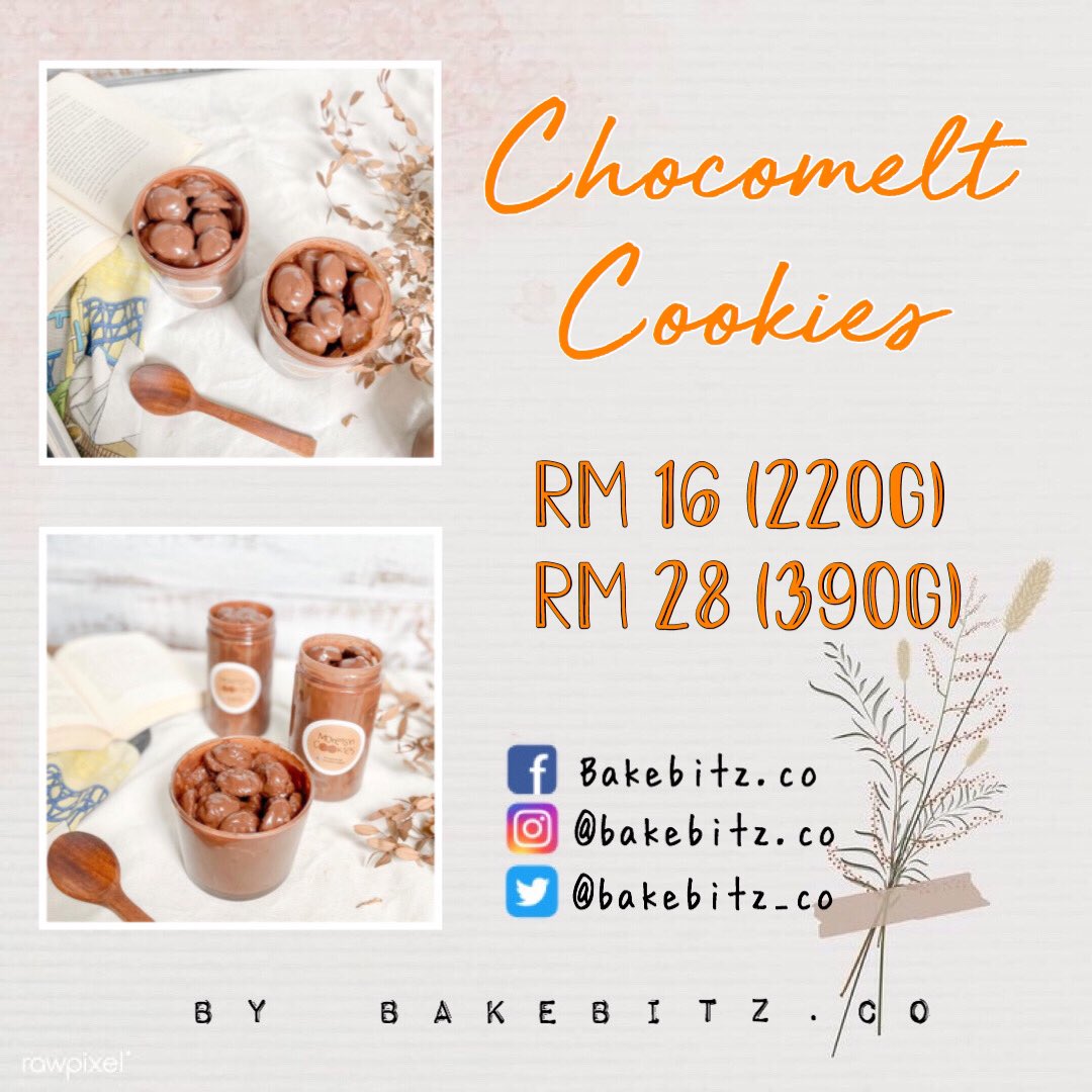 bakebitz_co's tweet photo. Hii semua warga Twitter‼️ Kat sini, kami jual cookies dgn chocojar 🤩Rasa semua ngam-2 soii 👍🏼 Coklat pulak meleleh-leleh 🤤 Boleh post dengan COD tauu 🚗 Nak order, boleh thru dm or ws on our posts📲

Support bisnes kami untuk projek kami semester ini 💕💕 
#biskut #chocojar https://t.co/eGpprFncko