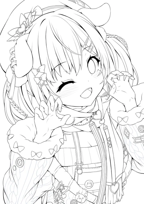 ういはちゃんのやつ

装飾多くて大変だった

#皆さん線画と塗った後を見せてください 
