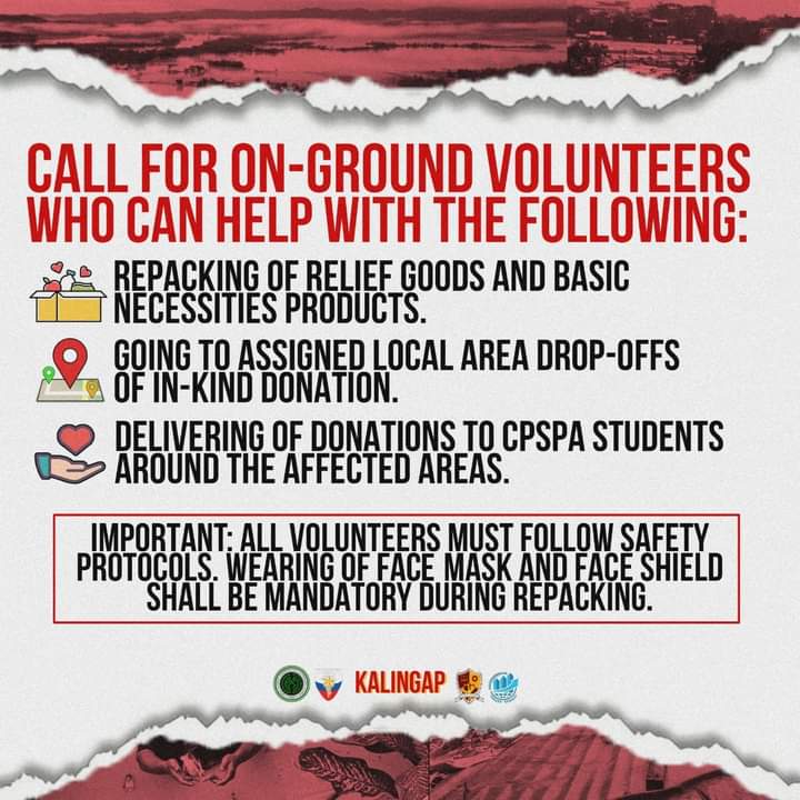 pupcpspa_sc's tweet photo. (CALL FOR VOLUNTEERS)
#RescuePH
#ReliefPH
#WalangMaiiwan
#TyphoonUlysses
#CPSPA
#FightWithHonor https://t.co/YincNejtnj