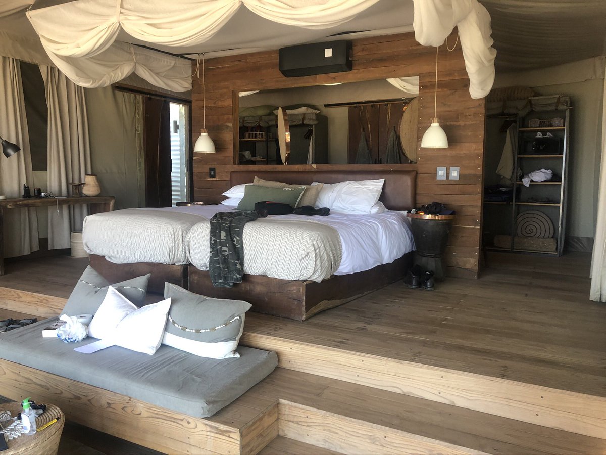 Nyamatusi was build using all natural materials and is fully solar-powered,off the grid and everything here is done with preserving this park and the animals first and foremost, it has six luxury tented suites with killer views of the Zambezi,outdoor shower,pool, it’s heaven