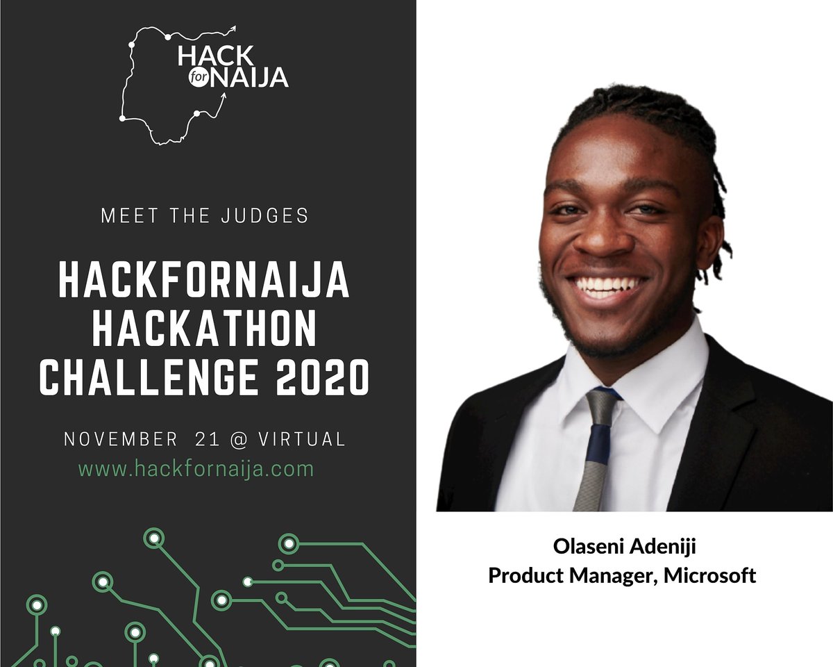 Hack4naija's tweet photo. Meet one of the HackForNaija Hackathon challenge judges; Olaseni Adeniji @OlaseniAd, a Product Manager at Microsoft.
#HackforNaija #HackforNaija2020 #MLH #Devpost #Hackathon #DigitalTalent #DigitalSkills #impact #LifeDevelopersNetwork #Learning #technology #innovation #nigeria https://t.co/9yQoSoRtPT