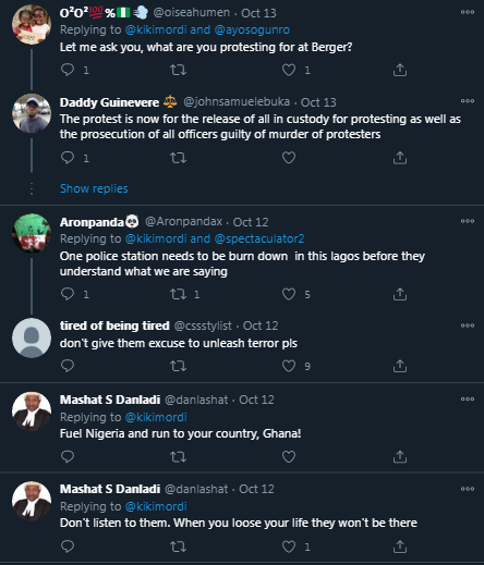 Instructive that on the 13th  @oiseahumen asked "what are you protesting for at Berger"?  @BaruwkGADDIYEL cautioned them but you know CHILDREN wouldn't listen to those without blue tick or enough twitter followers.Wait, was it that some occult groups wanted the shedding of blood?