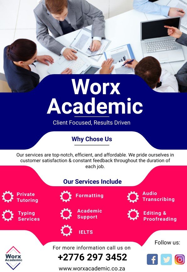 worxacademic's tweet photo. Do you need assistance with your Undergraduate/Postgraduate/Masters research paper? 

Look no further than @worxacademic!

📲 +27762973452 or DM for more information.
Visit: https://t.co/pLBzhYuom8 https://t.co/FlL6d2uDPd