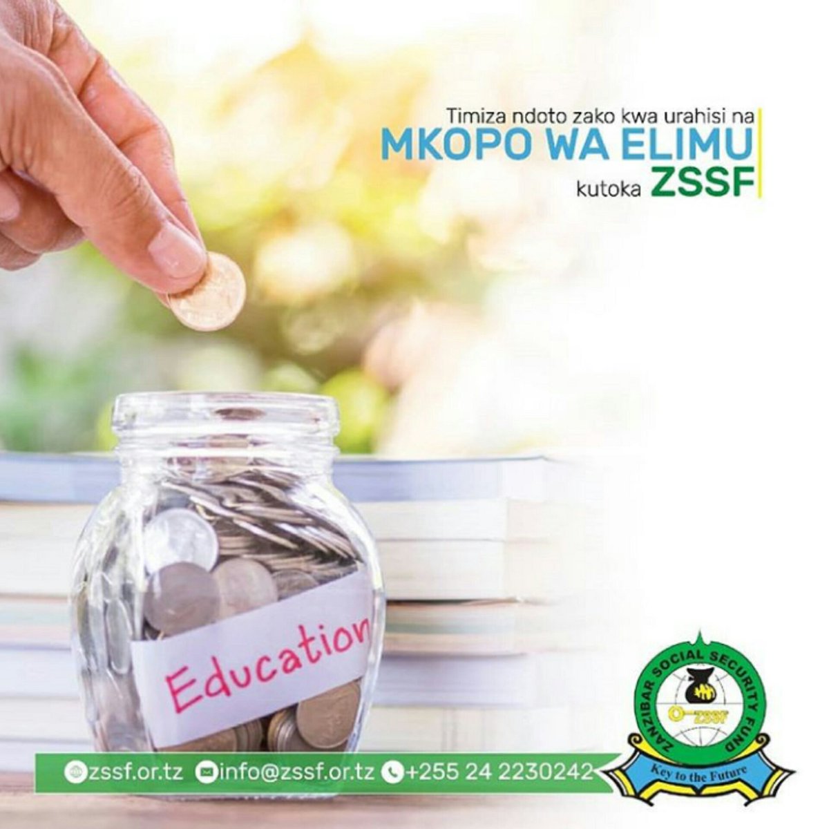 zenjbar24's tweet photo. Mfuko wa hifadhi ya jamii Zanzibar (ZSSF) @ZanzibarZssf umeanzisha kutoa mkopo wa elimu kwa ngazi zote tokea cheti hadi shahada za juu.

Mkopo huu unalengo kuwapa fursa wanachama wa ZSSF ambao wamekosa fursa ya kujiendeleza kielimu kutokana na ukosefu wa fedha.

#zssfmkopowaelimu https://t.co/78DS52K2Ao