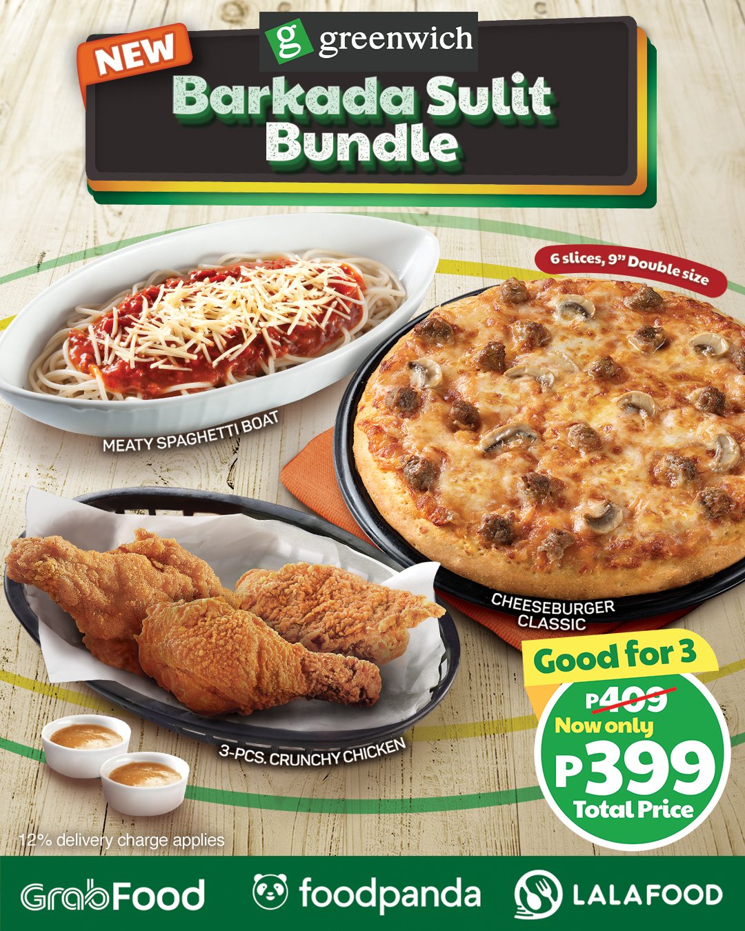 Greenwich Pizza Sulit Pa More With Barkada Sulit Bundle Enjoy Your Pizza Pasta And Chicken All In One Bundle Now For P399 Na Lang Available For Dine In Take Out Grabfood Foodpanda And Lalafood