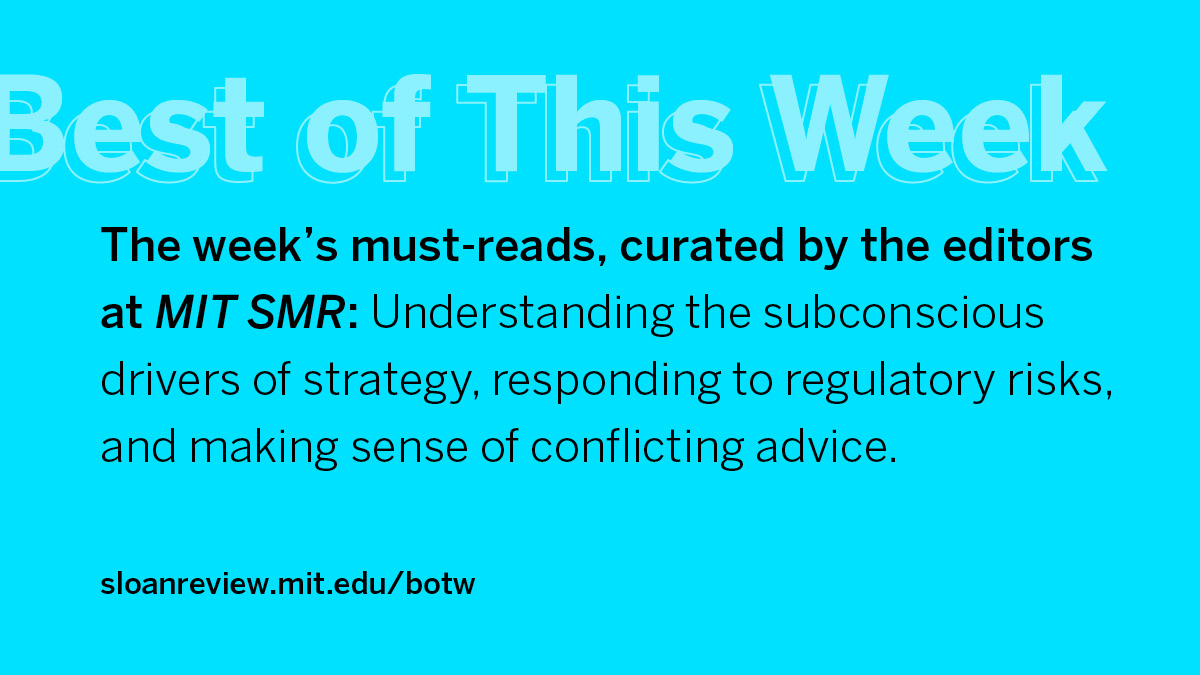 mitsmr's tweet photo. Understanding the subconscious drivers of strategy, responding to regulatory risks, and making sense of conflicting advice 👉 https://t.co/NWkPORNyXS https://t.co/4hi5kp3sDi