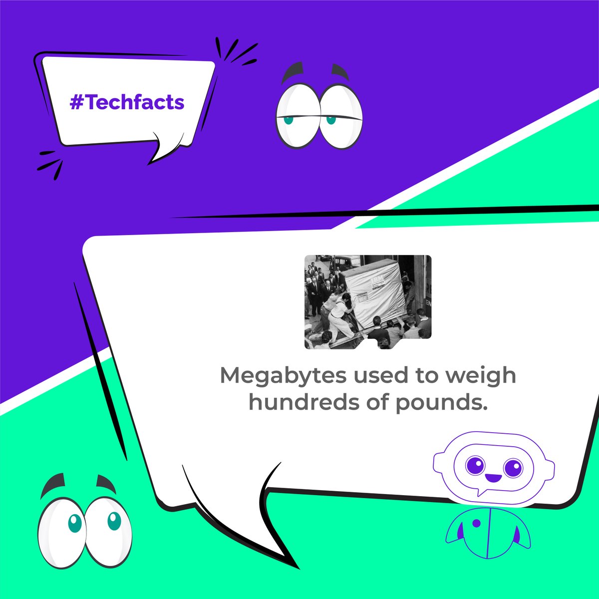 TechLya's tweet photo. More specifically, 5 megabytes of data weighed one ton. In 1956, it was a huge leap in storage capabilities, but the cabinet that contained the hard drive weighed over 2,200 pounds and could hold 5 MBs of data. #Techfacts #LYAtech  #technology #techworld #techstuff #Megabyte https://t.co/0xa6em0bPc