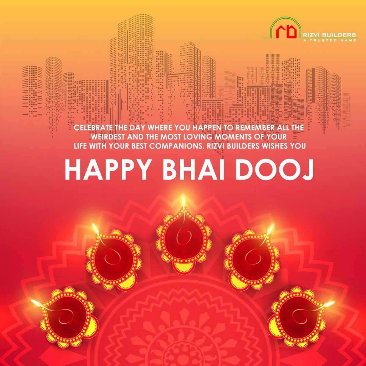 BuildersRizvi's tweet photo. May this year we all celebrate it with even more love and protection for our sisters and brothers. 
Rizvi Builders wishes you all Happy Bhai Dooj!

#BhaiDooj #HappyBhaiDooj2020  #RizviBuilders #RealEstate #Luxury #LuxuryLifestyle #Comfort #LuxuryHomes https://t.co/f8AiHlBPBP