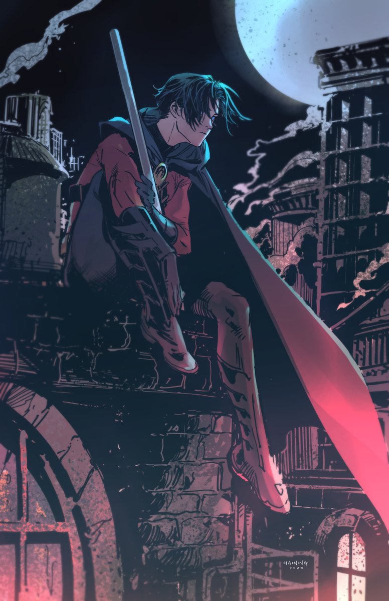 #皆さん線画と塗った後を見せてください #DCComics #Nightwing #RedRobin #DickGrayson #TimDrake #Batfamily 